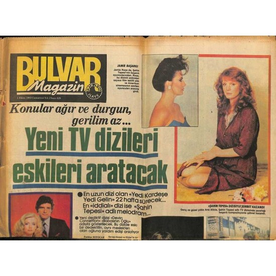 Gökçe Koleksiyon Bulvar Gazetesi Magazin Eki 1 Ekim 1983 Fiyatı