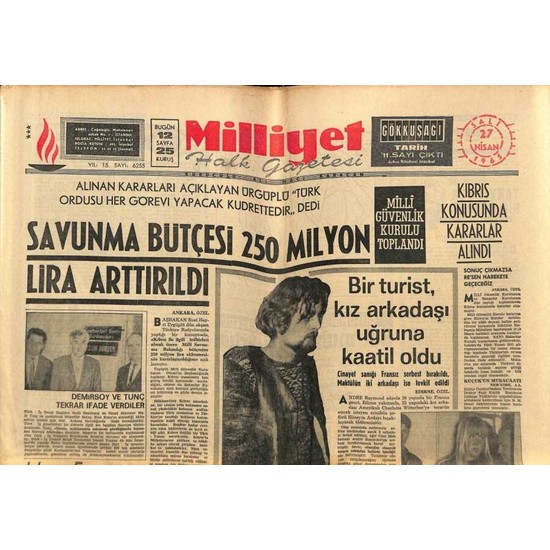 Milliyet Halk Gazetesi 27 Nisan 1965 Marmarada Tütün Fiyatı