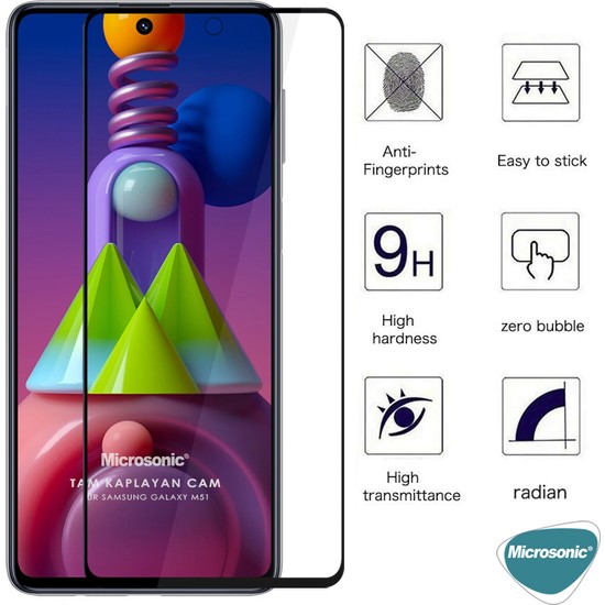 Microsonic Samsung Galaxy M51 Tam Kaplayan Temperli Cam Fiyatı