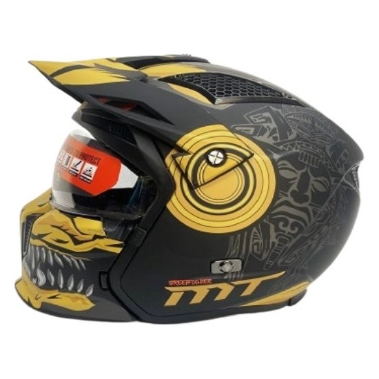 Mt Streetfighter Sv Aztec B Mat Siyah Sar Motosiklet Kask Fiyat