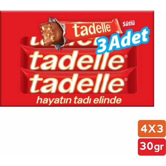 Tadelle Fındık Dolgulu Sütlü Çikolata 30 gr 4x3 lü Paket Fiyatı