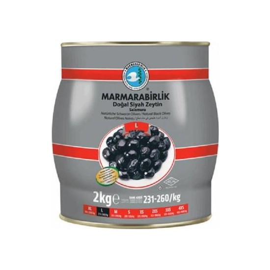 Marmarabirlik L Hiper Salamura Siyah Zeytin 231 260 2 kg Fiyatı