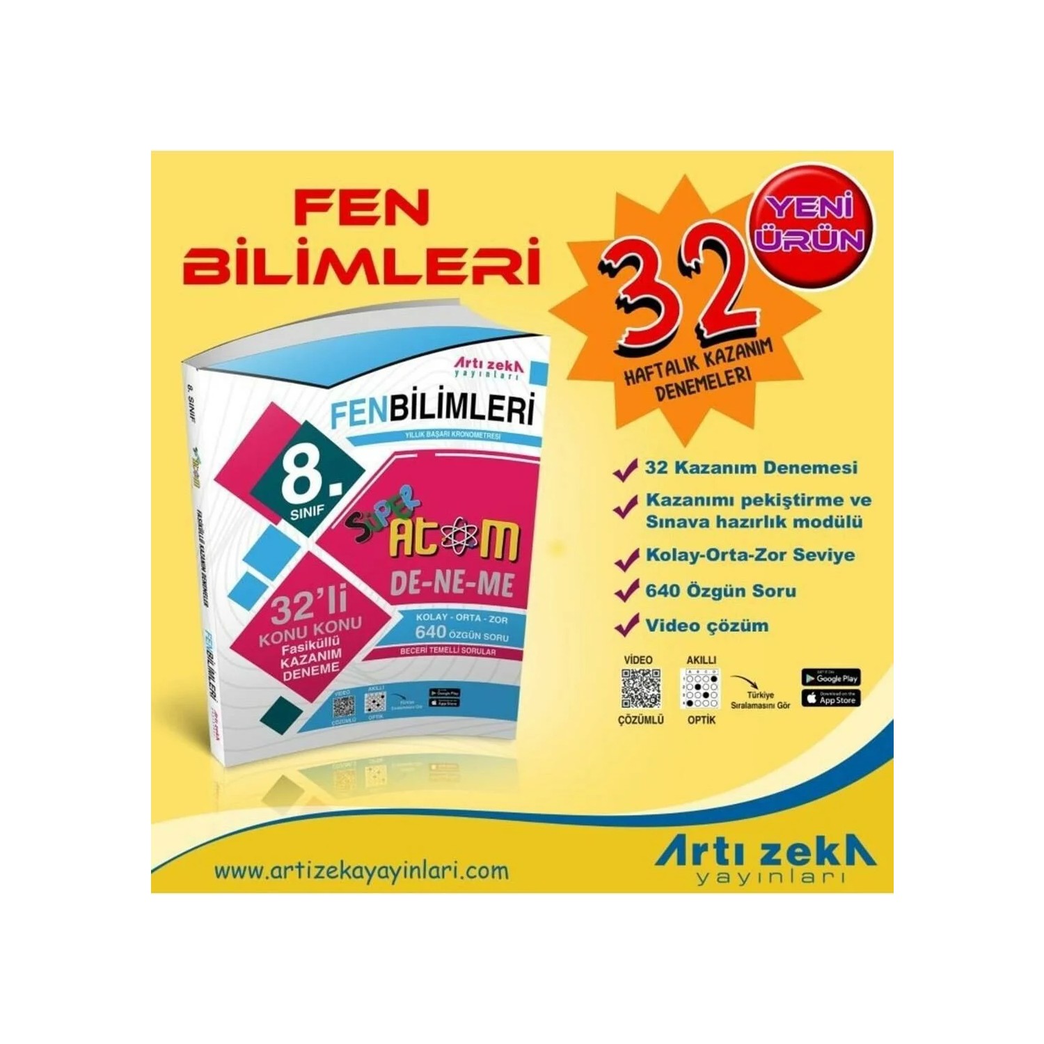 Artı Zeka Yayınları 8 Sınıf Fen Bilimleri 32 li Haftalık Kitabı