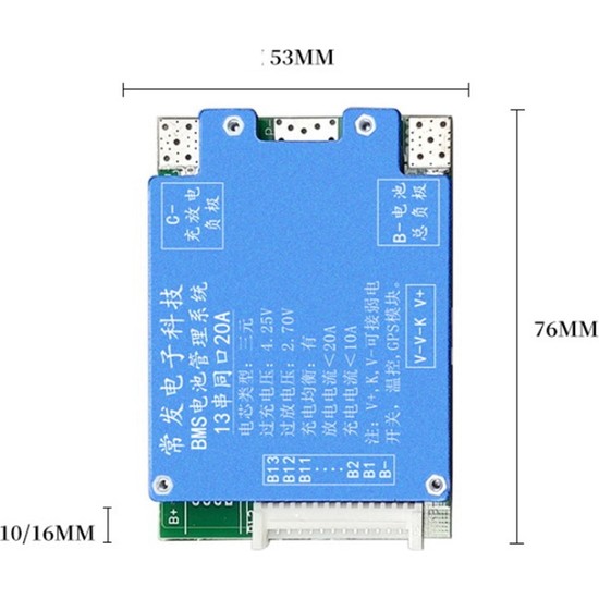 Huizongxu Bms 13S 20A 48V 18650 Lityum Şarj Denge Kartı Fiyatı