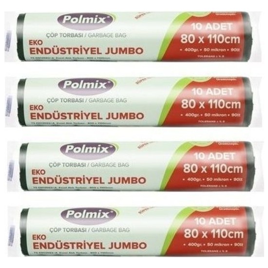 Polmix Endüstriyel Jumbo Çöp Torbası 80 x 110 cm 10 lu x 4 Fiyatı