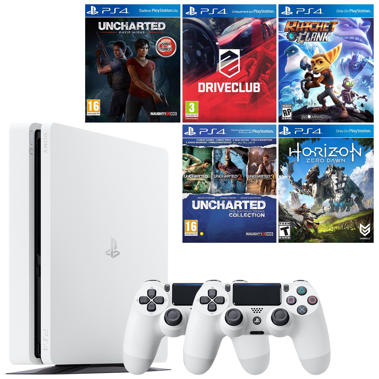 Sony Playstation Slim Gb Beyaz Kol Uncharted Fiyat