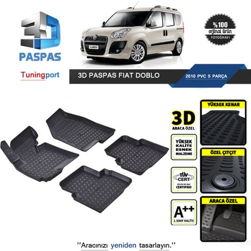 3D Paspas Fıat Doblo 2010 Pvc 5 Parça Fiyatı Taksit Seçenekleri