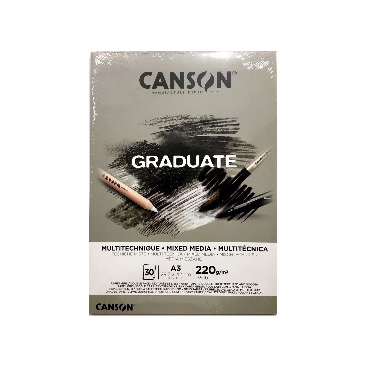 Canson Graduate Mix Media Grey Çizim Blok 30 Sayfa A3 220 gr Fiyatı