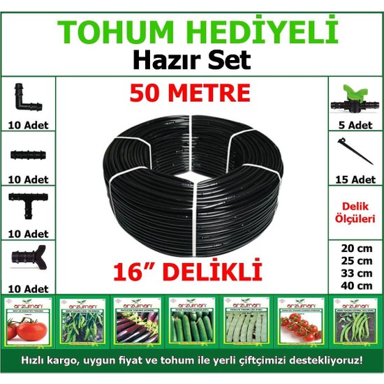 Evci Tohum 50 mt Full Set Delikli Damla Sulama Hortumu Fiyatı