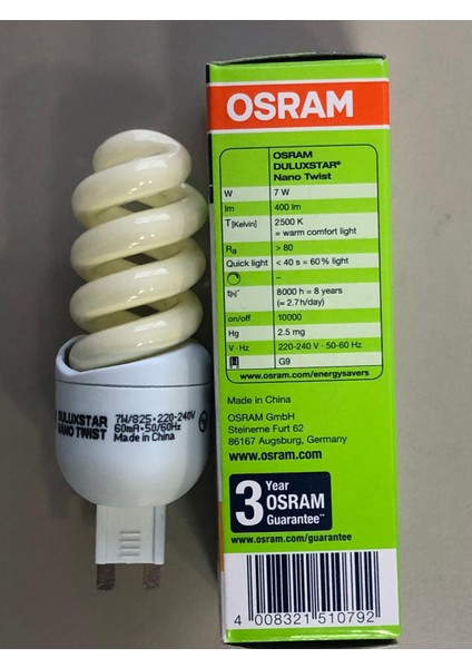 Osram 10 Adet Osram Dulux Superstar Nano Twist G9 7W 38W Fiyatı