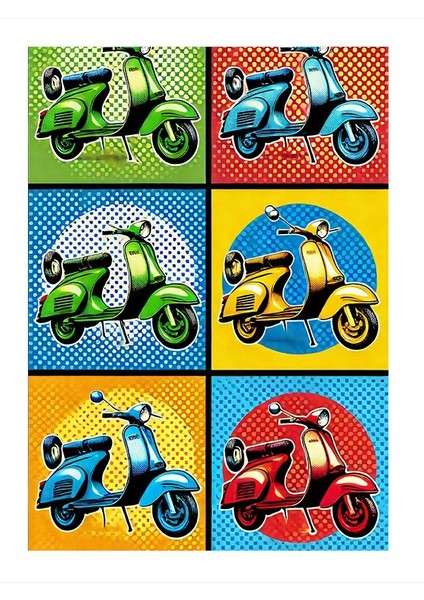 Pop Art Motosiklet Çizimleri Mdf Tablo 25CMX 35CM Fiyatı