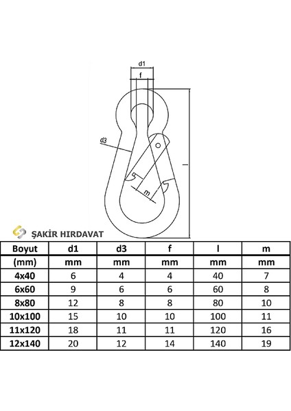 Şakir Hırdavat 6mm Vidalı Yaylı Galvanizli Karabina 1 Adet Fiyatı