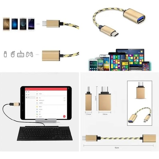 Yinstree Yeni Tip C Erkek USB 3 1 Dişi Otg Altın Örgülü Fiyatı