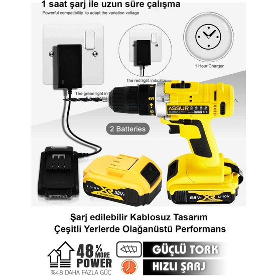 Tekno Trust Germany Şarjlı Matkap 24 Parça 58 Vf 5 Ah Çift Fiyatı