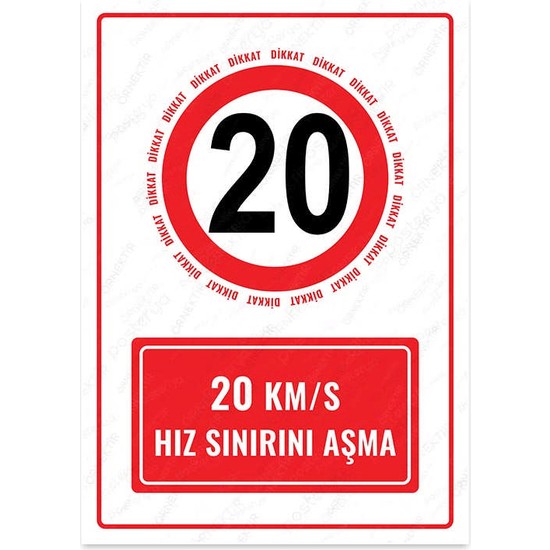 Posterya UL2041 20 Km s Hız Sınırı Aşma Uyarı Levhası Fiyatı