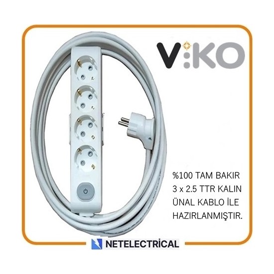 Viko Multi Let L Metre Anahtarl Toprakl Ocuk Korumal Kablolu