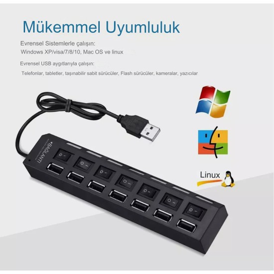 Qasul Usb Hub G Eridi Portlu On Of Anahtarl Ak M Fiyat