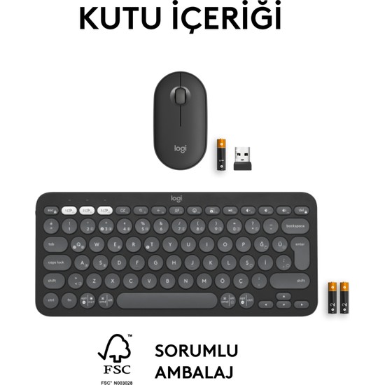 Logitech Pebble Set Oklu Cihaz Zellikli Sessiz Kablosuz Fiyat