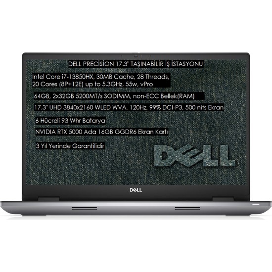 Dell Precision Intel Core I Hx Gb Tb Ssd Gb Fiyat