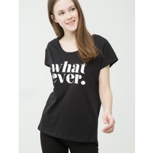 Ole Kadın Bisiklet Yaka T-Shirt Siyah