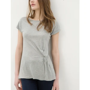 Kadın Oyuk Yaka T-Shirt Gri