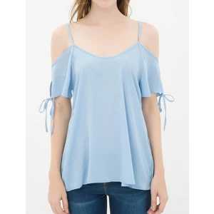 Kadın Straplez Bluz Açık Mavi