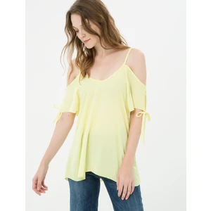 Kadın Omuz Detaylı Bluz Sarı