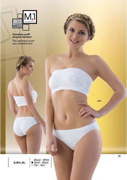 4022 Dikişsiz Pedli Straplez Büstiyer