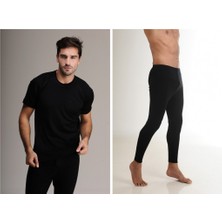 Elif Çamaşır Hasyün Erkek Yün Kısa Kol İçlik Takım Siyah