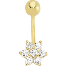AltınSepeti Altın Taşlı Çiçek Piercing AS06PC