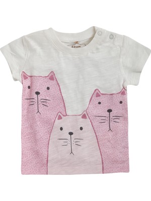 Soobe Ms Cat Kısa Kol T-Shirt Ve Şort Set Ekru 3 - 6 Ay