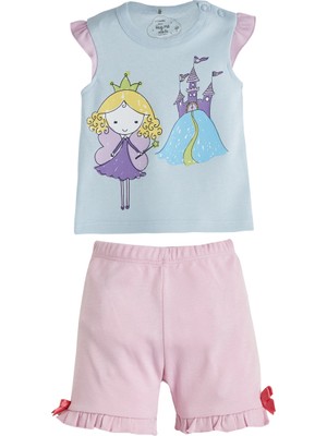 Soobe Peri Kızı Kısa Kol Şort Pijama Takımı Mavi 9 - 12 Ay