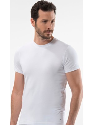 Cacharel 1307 O Yaka Kısa Kollu Erkek T-Shirt - Beyaz