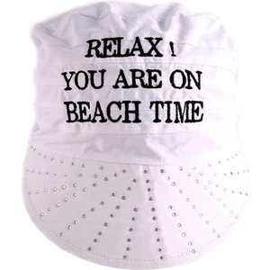 Beyaz Relax! You Are On Beach Time Taşlı Bandana