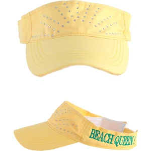 Sarı Beach Queen Taşlı Kep Şapka