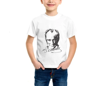 Atatürk Silüeti İmzalı Baskılı Tişört