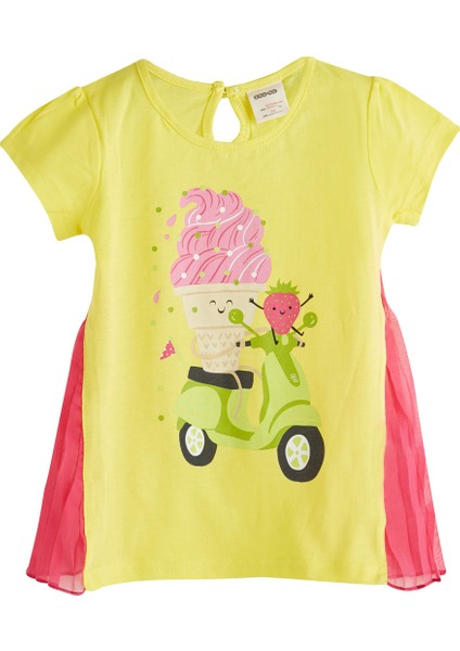 Ice Cream Piliseli Kısa Kol T-Shirt Neon Sarı 1 Yaş