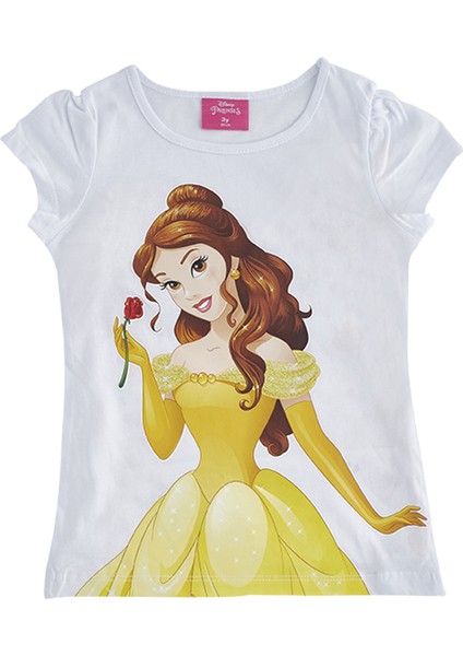 Lisanslı Disney Princess Kısa Kol T-Shirt Beyaz 2 Yaş