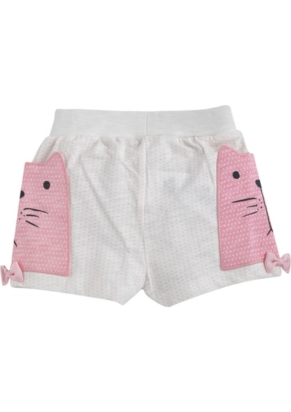Ms Cat Kısa Kol T-Shirt Ve Şort Set Ekru 3 - 6 Ay