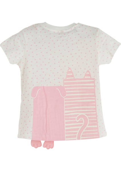 Sweet Dog Kısa Kol T-Shirt Fiyonklu Şort Set Ekru