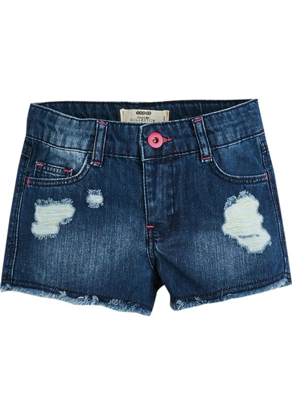 Absürt Pop Denim Şort Mavi 6 Yaş