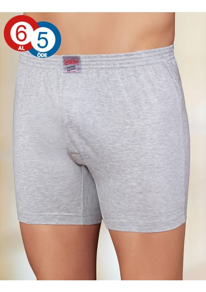 6'lı Paket Pamuk Erkek Boxer Gri ME010
