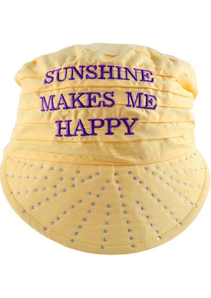 Sarı Sunshine Makes Me Happy Taşlı Bandana