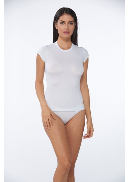 Likralı Yuvarlak Yaka T-Shirt
