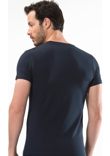 1307 O Yaka Kısa Kollu Erkek T-Shirt - Lacivert modelleri