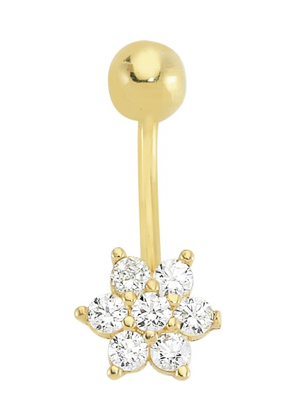 AltınSepeti Altın Taşlı Çiçek Piercing AS06PC