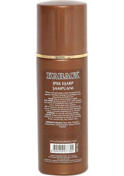 Şal&Eşarp Bakımı - İpek Eşarp Şampuanı 200 Ml - Karaca Eşarp