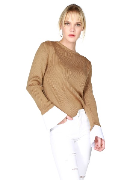 7376003 İnce Fitilli Kaşkorse Manşeti Garnili Uzun Kol Bluz fiyatları