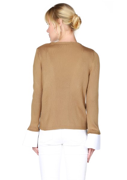 7376003 İnce Fitilli Kaşkorse Manşeti Garnili Uzun Kol Bluz modelleri