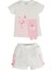 Sweet Dog Kısa Kol T-Shirt Fiyonklu Şort Set Ekru 1